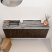 Mondiaz JOYA-DLUX 100cm toiletmeubel - kleur Walnut - Wastafel FAYE positie Links 1 kraangat kleur Sombra. SW1424735
