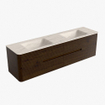 Mondiaz CIRO-DLUX Badkamermeubelset - 180x45x50cm - Solid surface wastafel Meli - 2 wasbak Dubbel - 2 kraangaten - 4 lades - Walnut SW1530563