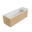 MONDIAZ KURVE-DLUX 135cm Meuble salle de bain avec module 25 D - couleur Oak - 1 tiroir - 1 porte - vasque BIG MEDIUM gauche - 1 trou de robinet - couleur Opalo SW1137574