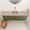 Mondiaz JOYA-DLUX 113.2cm toiletmeubel - ronding links en rechts kleur Dusk - Wastafel FAYE positie Midden Zonder kraangat kleur Saba. SW1426113