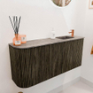 Mondiaz JOYA-DLUX Meuble de toilette 91,6cm - arrondi gauche couleur Shadow - Vasque FAYE position Droite 1 trou de robinet couleur Oza SW1425069