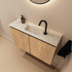 MONDIAZ TURE-DLUX Meuble toilette - 80cm - Washed Oak - EDEN - vasque Ostra - position centrale - 1 trou de robinet SW1105163