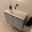 MONDIAZ TURE-DLUX Meuble toilette - 60cm - Smoke - EDEN - vasque Frappe - position centrale - sans trou de robinet SW1103022