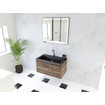 HR Matrix ensemble meuble de salle de bain 3d 80cm 1 tiroir sans poignée avec bandeau couleur charleston avec vasque djazz 1 trou pour robinet noir mat SW857050