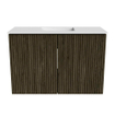 Mondiaz JOYA 60cm meuble de salle de bains - couleur Shadow - Vasque FAYE position Milieu 1 trou de robinet couleur Talc. SW1421399