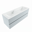 Mondiaz VICA-DLUX ensemble de meuble de salle de bain - 130cm - meuble sous-vasque argile - 2 tiroirs - lavabo encastré nuage double - 2 trous de robinet - version haute 60cm - opalo SW1086513