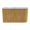Mondiaz JOYA-DLUX Meuble de toilette 71.6cm - arrondi droit couleur Chêne - Vasque FAYE position Gauche 1 trou de robinet couleur Opalo. SW1426202