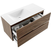 MONDIAZ VICA Ensemble meuble de salle de bains - 100x50cm - 2 tiroirs - Mocha - lavabo CLOUD gauche - sans trou de robinet - Talc SW1223267