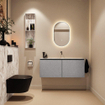 MONDIAZ TURE-DLUX Meuble toilette - 120cm - Plata - EDEN - vasque Glace - position centrale - sans trou de robinet SW1103446