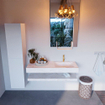 Mondiaz ALAN-DLUX Ensemble de meuble - 120cm - meuble Ostra mat - 0 tiroirs - Lavabo Cloud Ostra suspendu - vasque Droite - 1 trou de robinet SW809206