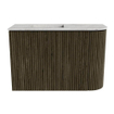 Mondiaz JOYA-DLUX Meuble de toilette 61,6cm - arrondi droit couleur Shadow - Lavabo FAYE position Gauche 1 trou de robinet couleur Glace SW1422796