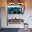 Mondiaz ALAN-DLUX Ensemble de meuble - 120cm - meuble Linen mat - 2 tiroirs - Lavabo Cloud Lava suspendu - vasque Gauche et droite - 2 trous de robinet SW808214
