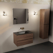 Mondiaz AIVY Ensemble de meuble - 80x45x50cm - 0 trous de robinet - 1 vasque Urban Solid surface - Centre - 2 tiroirs - avec miroir - Melamine Mocha SW892092