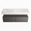 MONDIAZ ALAN - DLUX Ensemble de meuble de salle de bains - 130cm - meuble bas - gris foncé - 2 tiroirs - lavabo suspendu - vasque gauche - 1 trou de robinet - Ostra SW807097