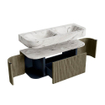 MONDIAZ THOR-DLUX 120cm meuble de salle de bains arrondi gauche + droite couleur Shadow avec 1 tiroir et 2 portes. Vasque suspendue CLOUD Double 2 trous de robinet couleur Glace. SW1463176