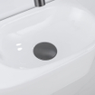 QeramiQ Fuente Ensemble de Lavabo - 40x21.5x12cm - lisse - demi-rond - céramique - ensemble de robinet gunmetal - bouchon de vidange - siphon abaissé - blanc brillant SW1233114