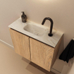 MONDIAZ TURE-DLUX meuble WC 60cm Washed Oak. Lavabo EDEN Ostra position centrale. Avec 1 trou de robinet. SW1105127