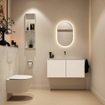 MONDIAZ TURE-DLUX Meuble toilette - 100cm - Talc - EDEN - vasque Opalo - position centrale - sans trou de robinet SW1104114
