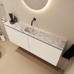 MONDIAZ TURE-DLUX Meuble toilette - 120cm - Talc - EDEN - vasque Glace - position centrale - sans trou de robinet SW1103106