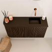 Mondiaz JOYA 81.6cm meuble de toilette - arrondi gauche couleur Walnut - Vasque FAYE position Droite Sans trou de robinet couleur Urban. SW1421351