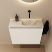 MONDIAZ TURE-DLUX meuble WC 60 cm Talc. EDEN vasque Ostra position droite. Sans trou de robinet. SW1104645