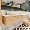ENSEMBLE DE MEUBLE MONDIAZ LUSH - 180cm - 2 tiroirs - lavabo BARCO - vasque à gauche - 1 trou de robinet - chêne blanchi SW409613