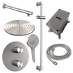 BRAUER Brushed Carving thermostatische Inbouw Regendouche - 3-weg - rond - set 92 - 30cm hoofddouche - rechte muurarm - 3-standen handdouche - doucheslang - geïntegreerde glijstang - RVS geborsteld PVD SW1159181