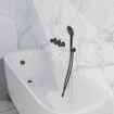 Fortifura Nebbio Ensemble combiné bain - mitigeur thermostatique - coude mural avec support de douchette - flexible de douche lisse - douchette ronde - Remplissage-vidage de baignoire - PVD gunmetal brossé SW1238084
