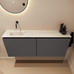 MONDIAZ TURE-DLUX meuble WC 120 cm Dark Grey. Lavabo EDEN Ostra position gauche. Sans trou de robinet. SW1104815