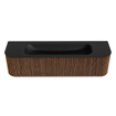 MONDIAZ KURVE 170cm Meuble salle de bain avec module 25 G et D - couleur Walnut - 1 tiroir - 2 portes - vasque BIG LARGE centre - sans trous de robinet - Urban SW1138475