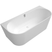 Villeroy & Boch Oberon 2.0 baignoire semi-autoportante - 180x80cm - Quaryl - incl. combinaison vidage/trop-plein en chrome et blanc - blanc mat SW454200