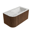 MONDIAZ KURVE-DLUX 85cm Meuble salle de bain avec module 25 G - couleur Walnut - 1 tiroir - 1 porte - vasque CLOUD droite - 1 trou de robinet - couleur Glace SW1137993