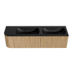 MONDIAZ KURVE 165cm Meuble salle de bain avec module 25 G - couleur Oak - 2 tiroirs - 1 porte - vasque BIG SMALL double / droite - 2 trous de robinet - Urban SW1138418