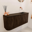 Mondiaz JOYA 91.6cm meuble de salle de bains - arrondi gauche couleur Walnut - Vasque FAYE position Droite Sans trou de robinet couleur Urban. SW1421485