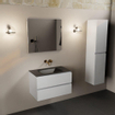 Mondiaz AIVY Ensemble de meuble - 80x45x50cm - 0 trous de robinet - 1 vasque Urban Solid surface - Centre - 2 tiroirs - sans miroir - MDF Talc SW892389