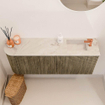 Mondiaz JOYA-DLUX Meuble de salle de bains 101,6cm - arrondi gauche couleur Dusk - Vasque FAYE position Droite 1 trou de robinet couleur Frappe. SW1423104
