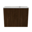 Mondiaz JOYA-DLUX Meuble de toilette 50cm - couleur Walnut - Lavabo FAYE position Gauche Sans trou de robinet couleur Glace SW1422356