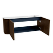 Mondiaz JOYA 101.6cm meuble de toilette - arrondi gauche couleur Noyer - Vasque FAYE position Droite 1 trou de robinet couleur Talc SW1421339