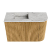 Mondiaz JOYA-DLUX 61.6cm toiletmeubel - ronding rechts kleur Oak - Wastafel FAYE positie Links Zonder kraangat kleur Glace. SW1422010