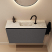 MONDIAZ TURE-DLUX Meuble WC 80 cm Dark Grey. EDEN lavabo Ostra position milieu. Avec 1 trou de robinet. SW1104813