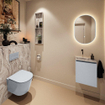 MONDIAZ TURE-DLUX Meuble toilette - 40cm - Clay - EDEN - vasque Glace - position gauche - sans trou de robinet SW1103193