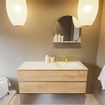 MONDIAZ VICA-DLUX Ensemble meuble de salle de bains - 130cm - meuble bas Washed oak - 2 tiroirs - lavabo encastré cloud à droite - 1 trou de robinet - version haute 60cm - opalo SW1088421