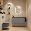 MONDIAZ TURE-DLUX Meuble toilette - 120cm - Smoke - EDEN - vasque Ostra - position centrale - sans trou de robinet SW1105103