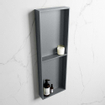 Mondiaz EASY Niche salle de bains - 149.5x8x29.5cm - à encastrer ou à monter - 2 compartiments - Plata | Plata SW1017049