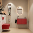 MONDIAZ TURE-DLUX Meuble toilette - 80cm - Fire - EDEN - vasque Glace - position gauche - 1 trou de robinet SW1103256