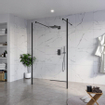 Fortifura Galeria Vrijstaande Inloopdouche - 120x200cm - Helder - antikalk - 8mm veiligheidsglas - 2 zijwanden 30cm - wandsteunen en hoekprofielen - Zwart mat SW992934