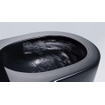 FugaFlow Eccelente Pietra Swirl Ensemble WC suspendu - 36,5x53,0cm - chasse profonde - sans rebord - abattant slim à fermeture douce - noir mat SW1469379