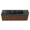 MONDIAZ KURVE-DLUX 145cm Meuble salle de bain avec module 25 D - couleur Walnut - 1 tiroir - 1 porte - vasque BIG LARGE gauche - sans trou de robinet - couleur Lava SW1137266