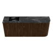 Mondiaz JOYA-DLUX Meuble de salle de bains 101.6cm - arrondi droite couleur Walnut - Vasque FAYE position Gauche Sans trou de robinet couleur Lava SW1422474
