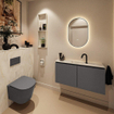 MONDIAZ TURE-DLUX Meuble de toilettes 100 cm Dark Grey. Lavabo EDEN Ostra position milieu. Avec 1 trou de robinet. SW1104890